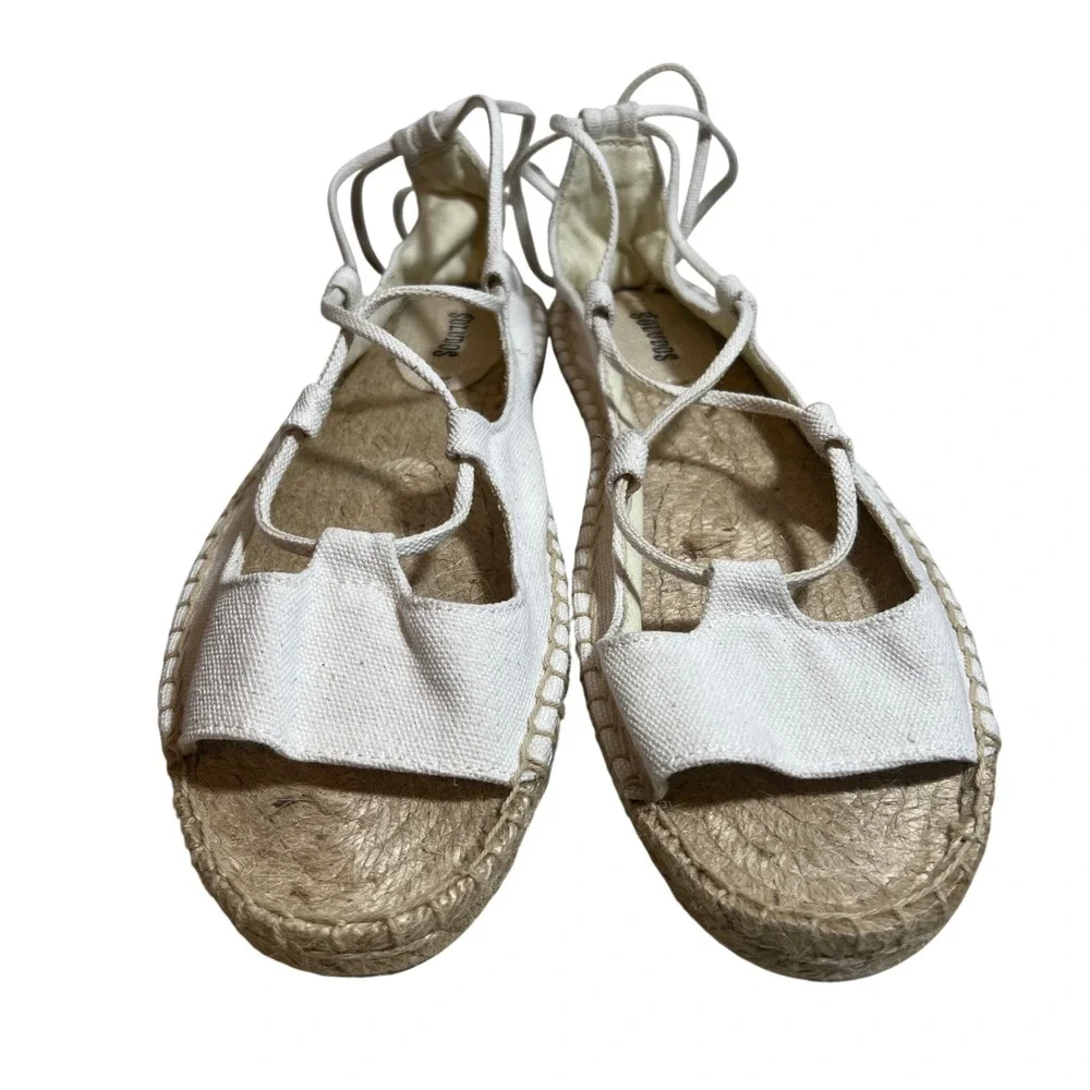 Soludos Biarritz Lace Up Espadrille in White, Women's Size 11